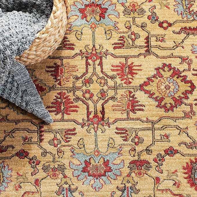 SAFAVIEH Mahal Collection 9' x 12' Beige Red MAH693B Traditional Oriental Non-Shedding Living Room Bedroom Dining Home Office Area Rug