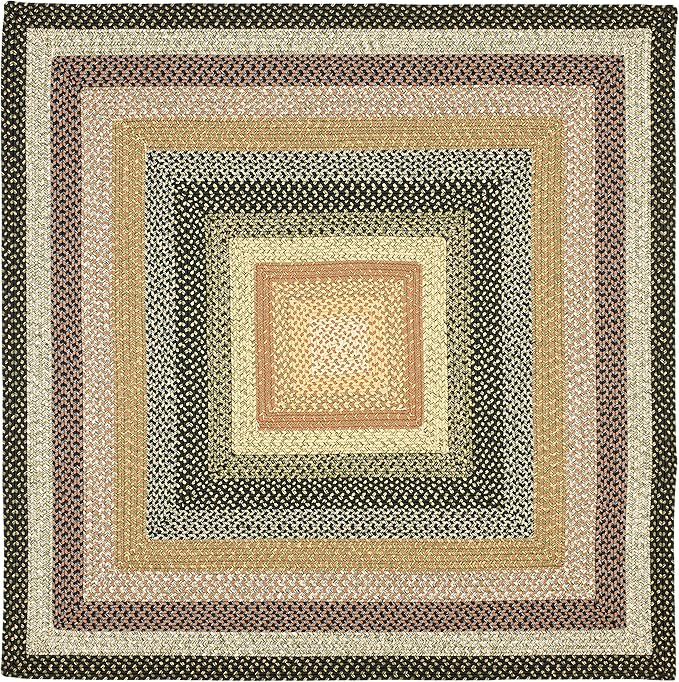 SAFAVIEH Washable Rug Outdoor Braided Collection - 5' Square, Multi, Handmade & Reversible, Non-Shedding & Easy to Clean, Ideal for Patio, Backyard, Mudroom (BRD308A)