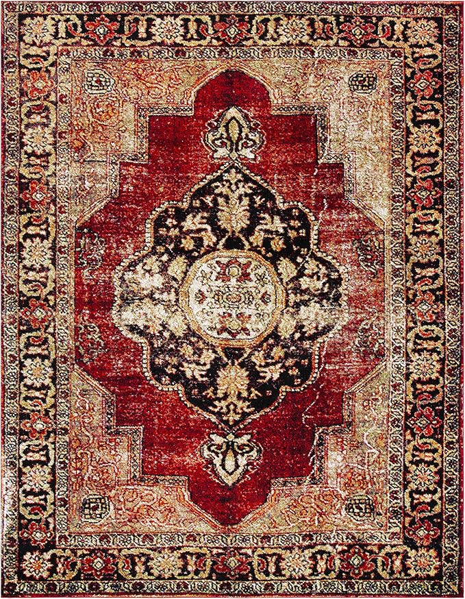 SAFAVIEH Vintage Hamadan Collection X-Large Area Rug - 11' x 15', Red & Multi, Oriental Persian Design, Non-Shedding & Easy Care, Ideal for High Traffic Areas in Living Room, Bedroom (VTH219A)
