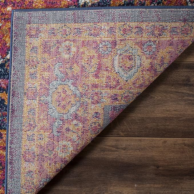 SAFAVIEH Evoke Collection 2'2" x 4' Fuchsia / Orange EVK275S Oriental Medallion Distressed Non-Shedding Living Room Bedroom Accent Rug