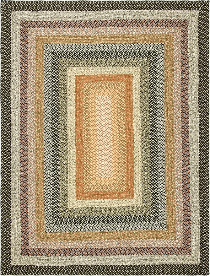 SAFAVIEH Washable Rug Outdoor Braided Collection - 8' x 10', Multi, Handmade & Reversible, Non-Shedding & Easy to Clean, Ideal for Patio, Backyard, Mudroom (BRD308A)