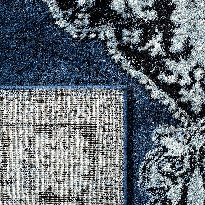 SAFAVIEH Vintage Hamadan Collection Area Rug - 5'3" x 7'6", Blue & Grey, Oriental Traditional Persian Design, Non-Shedding & Easy Care, Ideal for High Traffic Areas in Living Room, Bedroom (VTH219M)