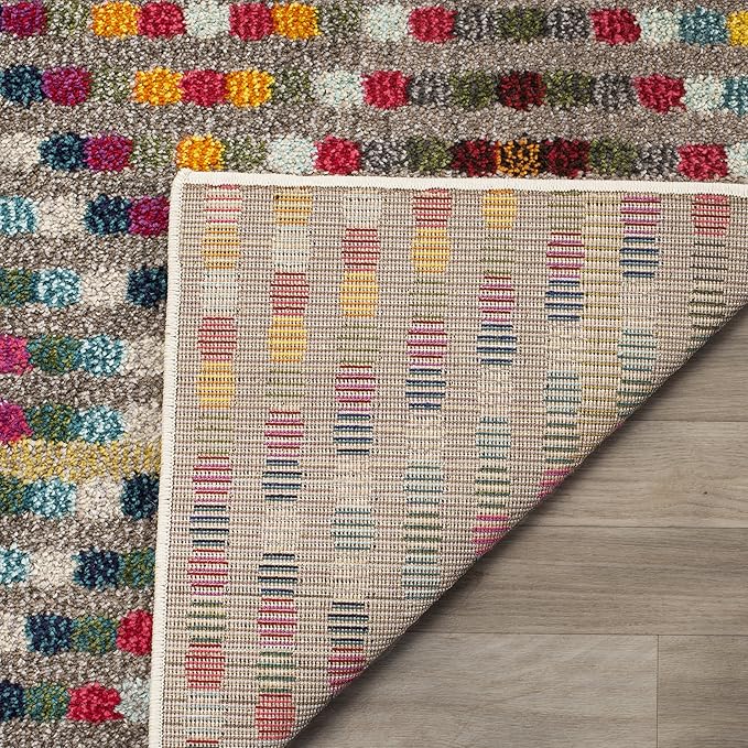 SAFAVIEH Monaco Collection Area Rug - 9' x 12', Multi & Beige, Boho Diamond Design, Non-Shedding & Easy Care, Ideal for High Traffic Areas in Living Room, Bedroom (MNC204F)