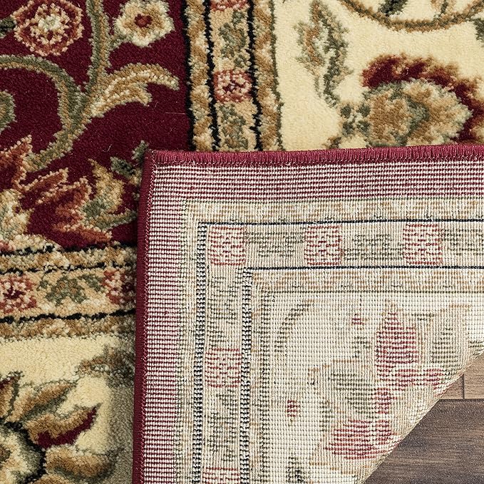 SAFAVIEH Lyndhurst Collection Area Rug - 5'3" Square, Red & Ivory, Traditional Oriental Design, Non-Shedding & Easy Care, Ideal for High Traffic Areas in Living Room, Bedroom (LNH212F)