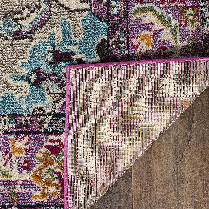 SAFAVIEH Monaco Collection Runner Rug - 2'2" x 8', Violet & Light Blue, Non-Shedding & Easy to Clean, Distressed Medallion Design, Ideal for Hallway, Foyer, Entryway, Kitchen, Bedroom (MNC243L)