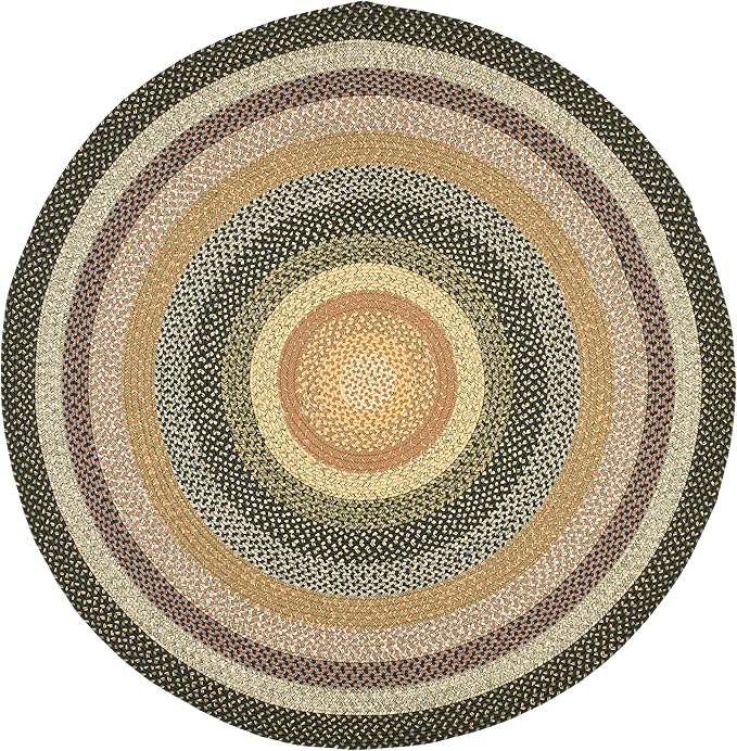 SAFAVIEH Washable Rug Outdoor Braided Collection - 6' Round, Multi, Handmade & Reversible, Non-Shedding & Easy to Clean, Ideal for Patio, Backyard, Mudroom (BRD308A)
