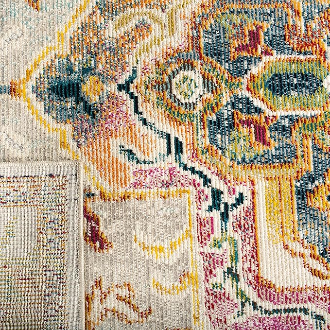 SAFAVIEH Crystal Collection Runner Rug - 2'2" x 7', Light Blue & Grey, Medallion Distressed Design, Non-Shedding & Easy Care, Ideal for High Traffic Areas in Living Room, Bedroom (CRS501M)