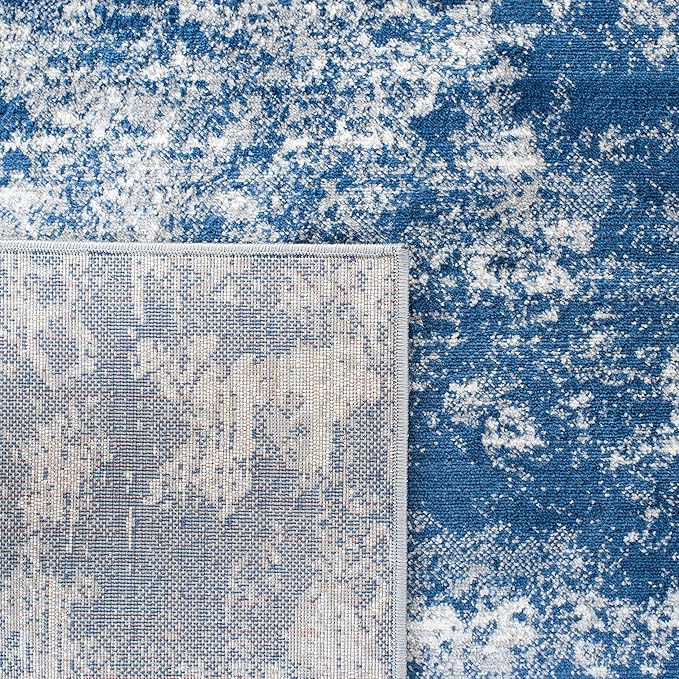SAFAVIEH Brentwood Collection 4' x 6' Grey / Navy BNT822G Modern Abstract Non-Shedding Living Room Bedroom Accent Rug