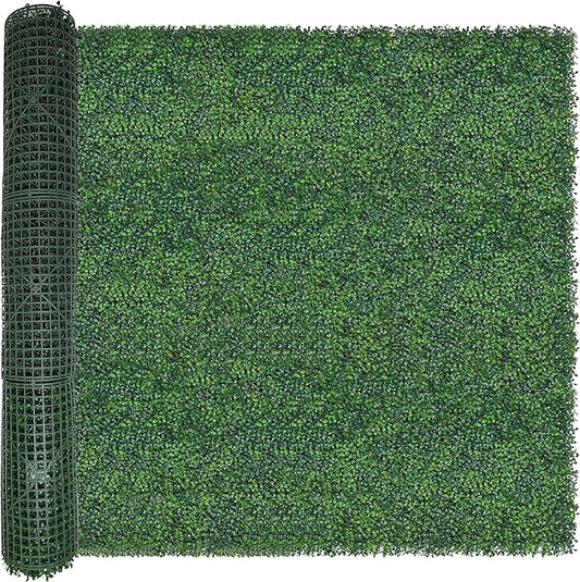 Artificial Boxwood Roll: 5FT X 10FT (50 sqft) UV-Anti Faux Ivy Boxwood Hedge Leaf Grass Wall for Patio Balcony Privacy, Garden, Backyard Greenery Wall Backdrop and Fence Decor