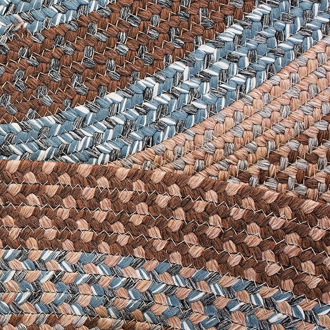 SAFAVIEH Washable Rug Outdoor Braided Collection - 5' x 8', Brown & Multi, Handmade & Reversible, Non-Shedding & Easy to Clean, Ideal for Patio, Backyard, Mudroom (BRD313A)