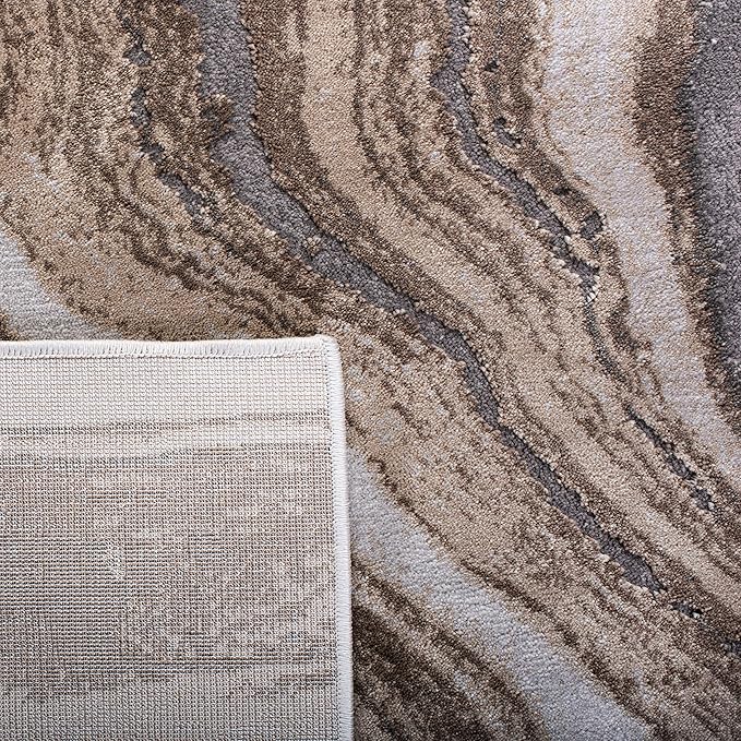 SAFAVIEH Craft Collection Area Rug - 8' Round, Gold & Grey, Modern Abstract Design, Non-Shedding & Easy Care, Ideal for High Traffic Areas in Living Room, Bedroom (CFT819D)