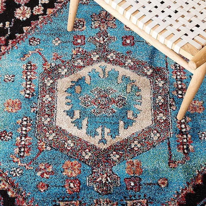 SAFAVIEH Vintage Hamadan Collection Accent Rug - 2'7" x 5', Turquoise & Black, Oriental Design, Non-Shedding & Easy Care, Ideal for High Traffic Areas in Entryway, Living Room, Bedroom (VTH204K)