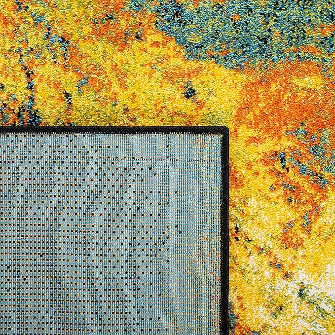 SAFAVIEH Galaxy Collection 4' x 6' Blue/Yellow GAL117L Modern Abstract Non-Shedding Living Room Dining Bedroom Accent Rug