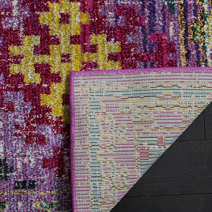 SAFAVIEH Monaco Collection Area Rug - 8' x 10', Purple & Multi, Boho Diamond Trellis Design, Non-Shedding & Easy Care, Ideal for High Traffic Areas in Living Room, Bedroom (MNC244P)